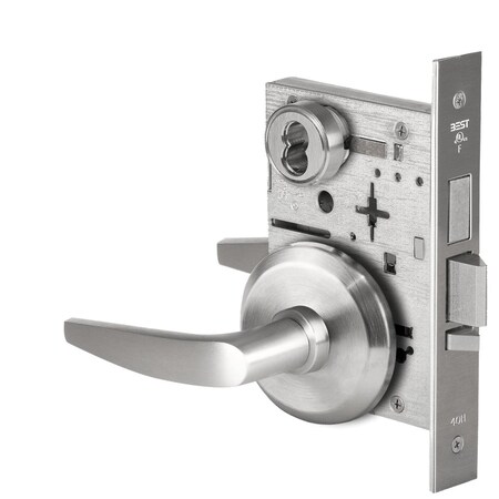 Best Grade 1 Dormitory Mortise Lock, 16 Lever, S Rose, SFIC Housing Less Core, Satin Chrome Finish, Field 45H7TD16S626